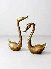 large mid-century brass swans