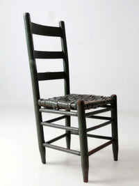 antique primitive ladder back chair with splint seat