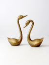 large mid-century brass swans