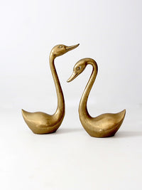 large mid-century brass swans