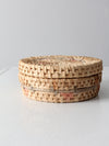 vintage woven pastel round basket basket