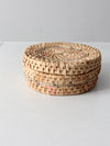 vintage woven pastel round basket basket