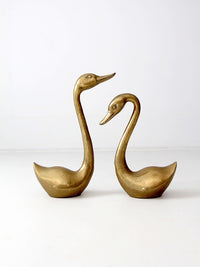 large mid-century brass swans