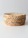 vintage woven pastel round basket basket