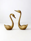 large mid-century brass swans