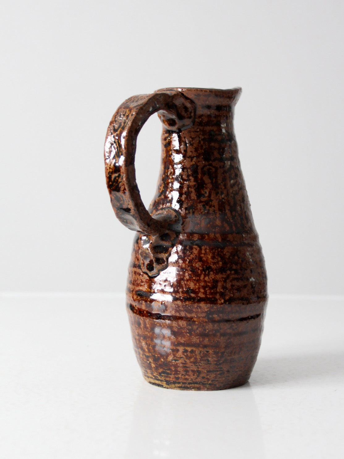 vintage studio pottery pitcher signed 1975