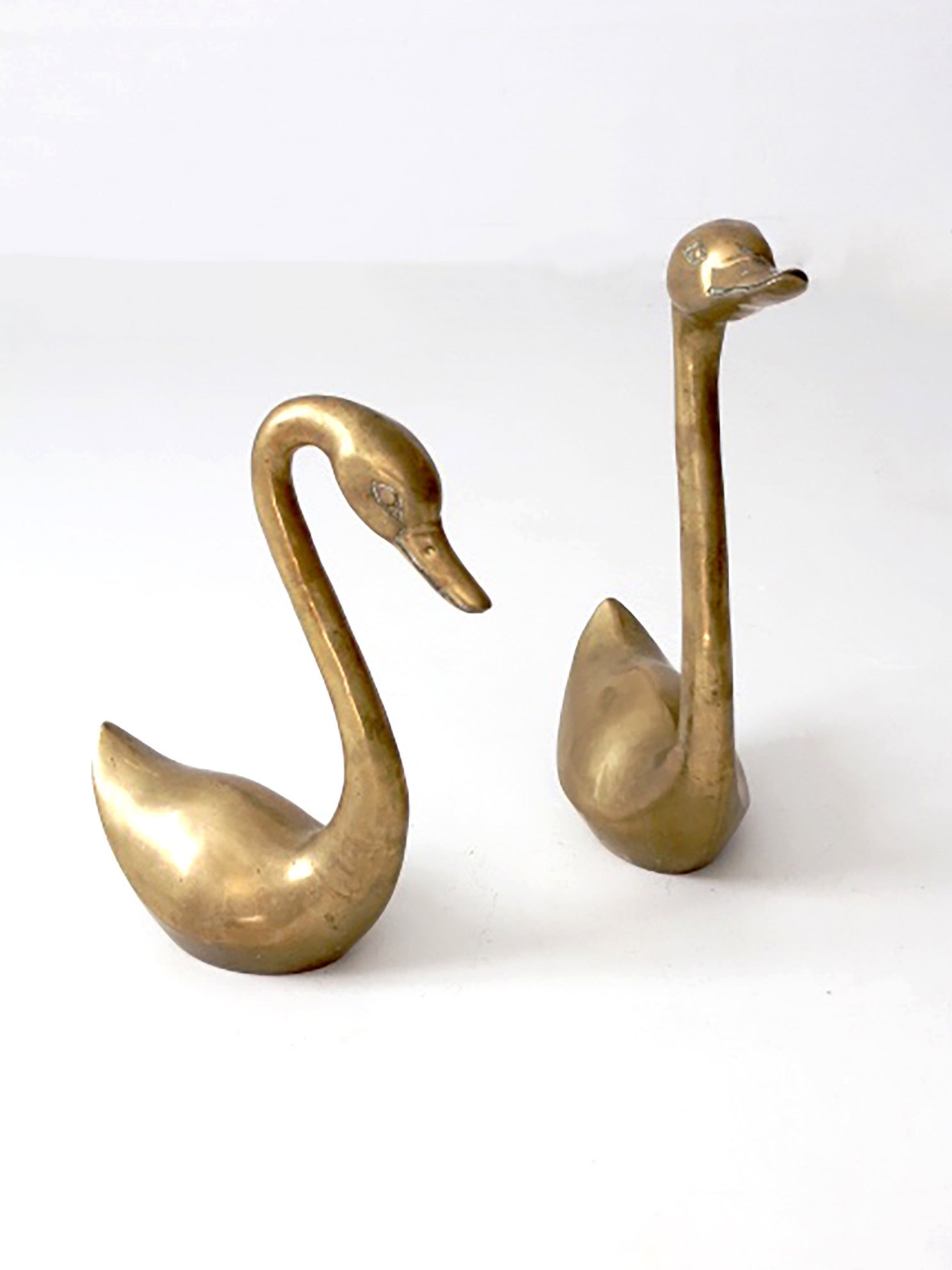 large mid-century brass swans