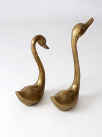 large mid-century brass swans