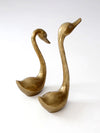 large mid-century brass swans