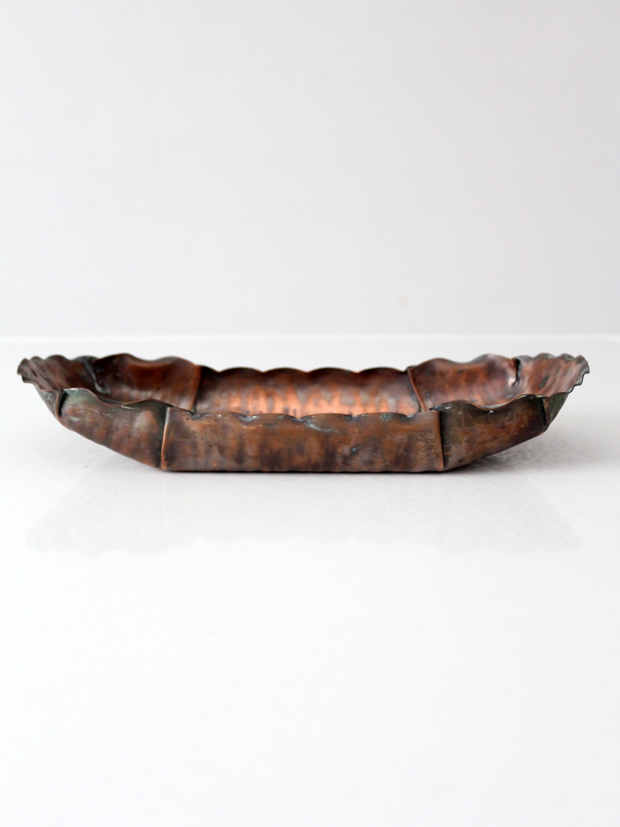 mid-century Gregorian handmade hammered copper tray