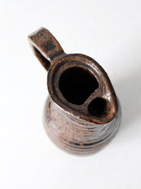 vintage studio pottery pitcher signed 1975