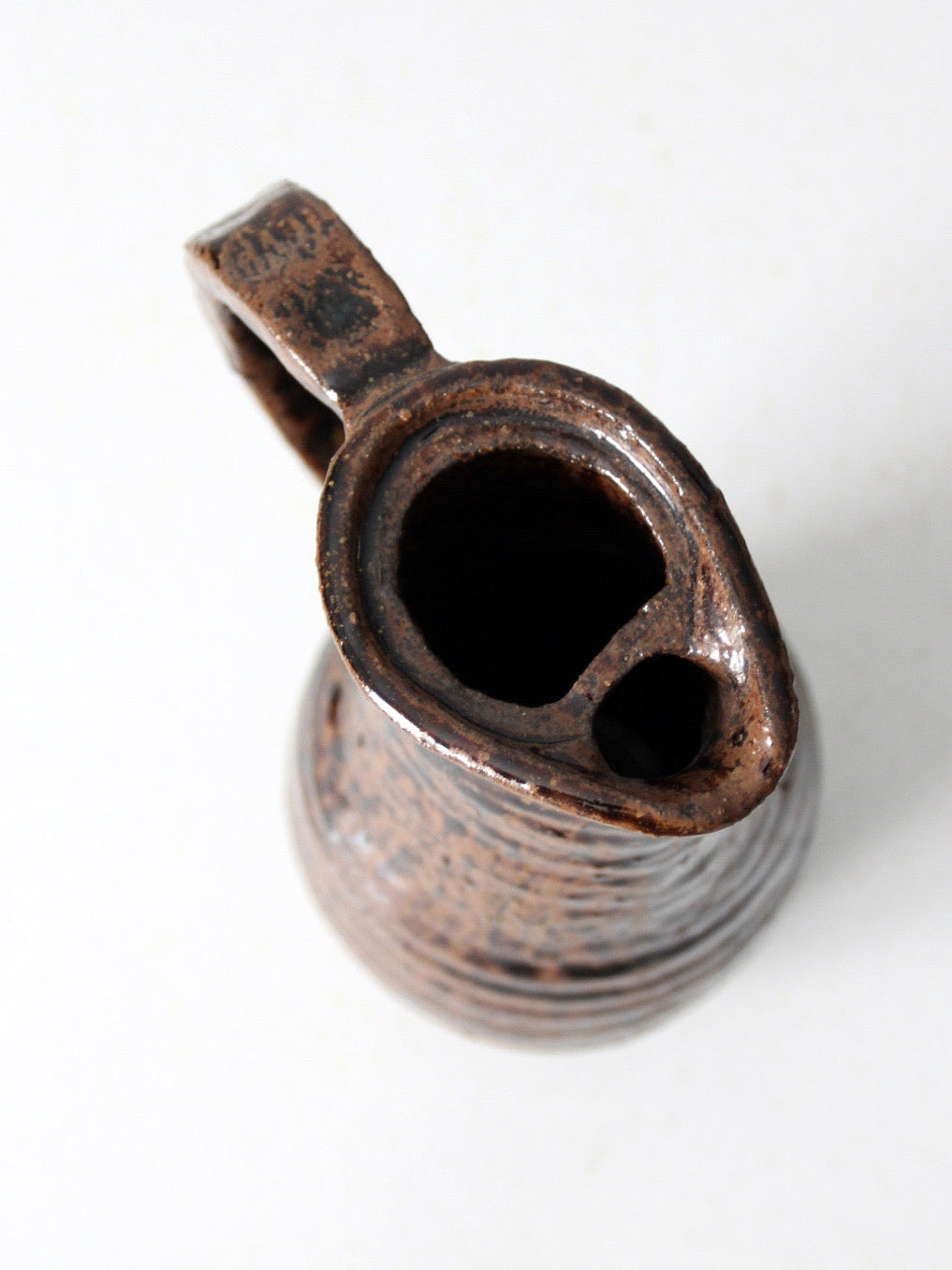 vintage studio pottery pitcher signed 1975