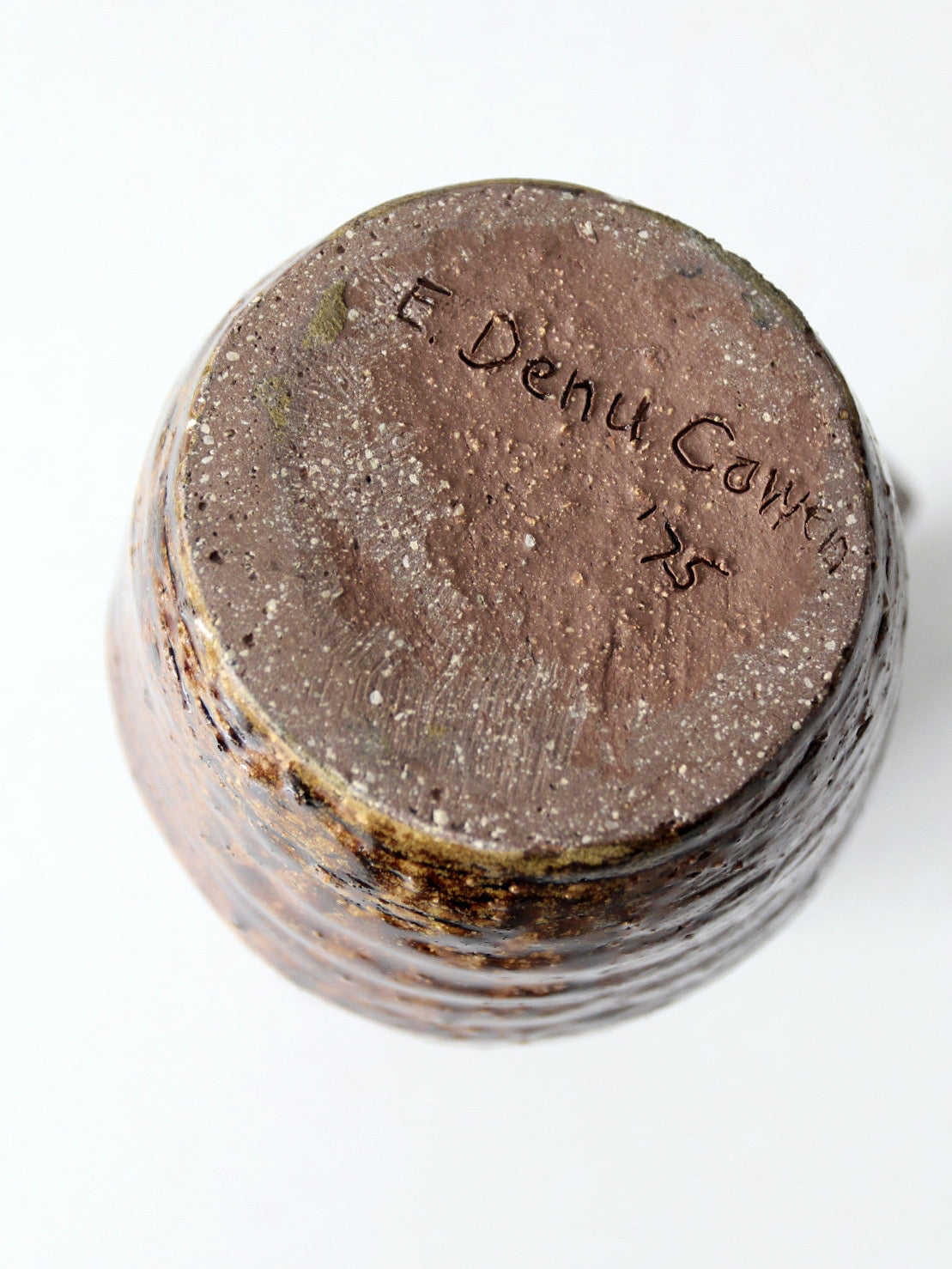 vintage studio pottery pitcher signed 1975