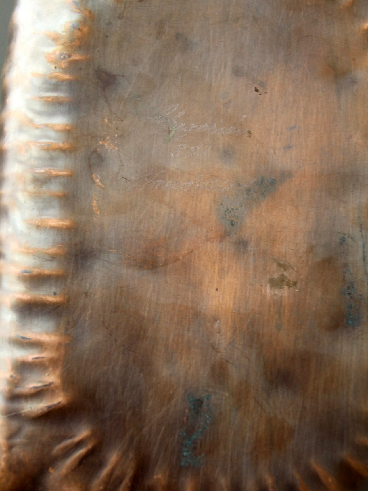 mid-century Gregorian handmade hammered copper tray