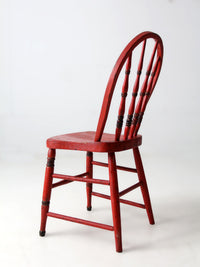 antique red painted bow back Windsor chair