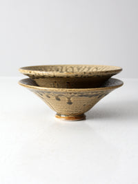 vintage studio pottery bowls pair