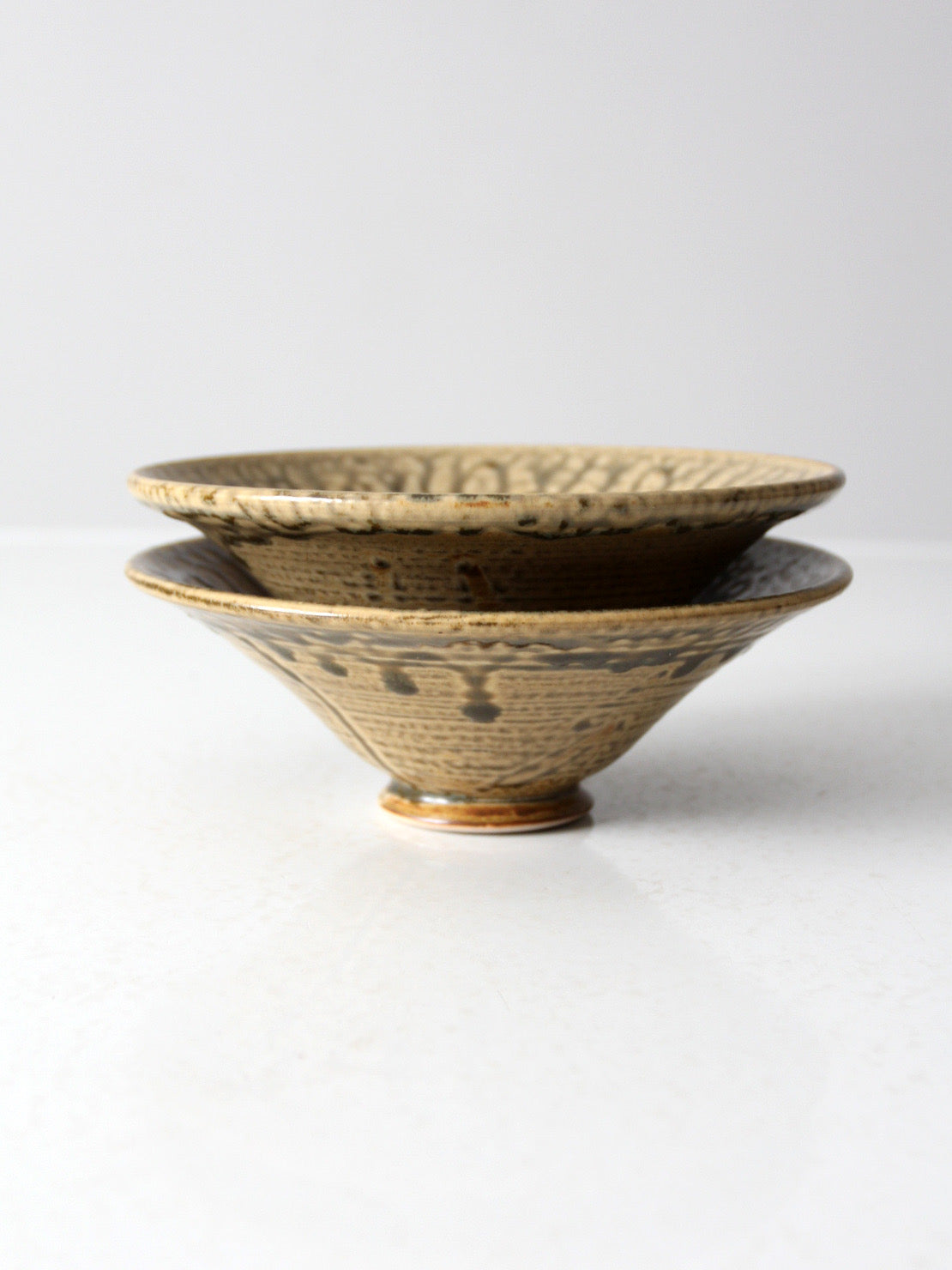 vintage studio pottery bowls pair