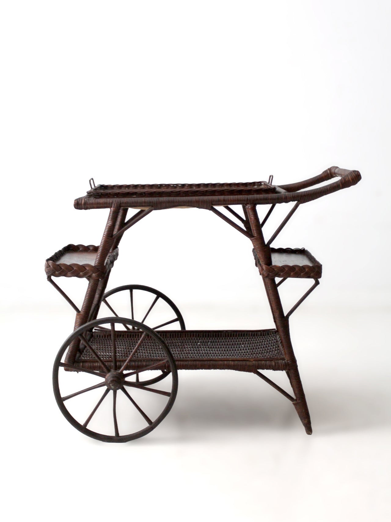 early 20th century American wicker bar cart