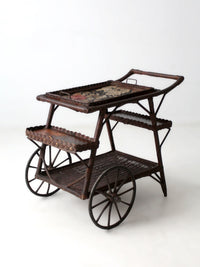 early 20th century American wicker bar cart