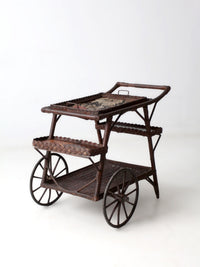 early 20th century American wicker bar cart