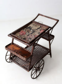 early 20th century American wicker bar cart