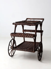early 20th century American wicker bar cart