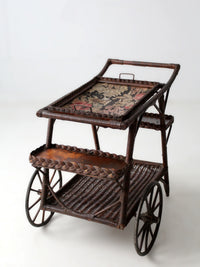 early 20th century American wicker bar cart