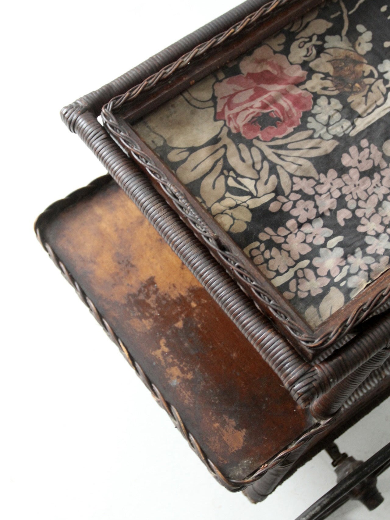 early 20th century American wicker bar cart