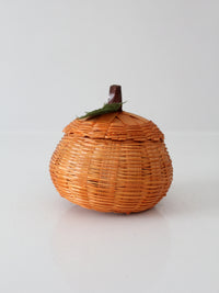 vintage woven pumpkin basket with lid