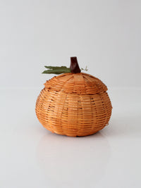 vintage woven pumpkin basket with lid