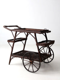 early 20th century American wicker bar cart