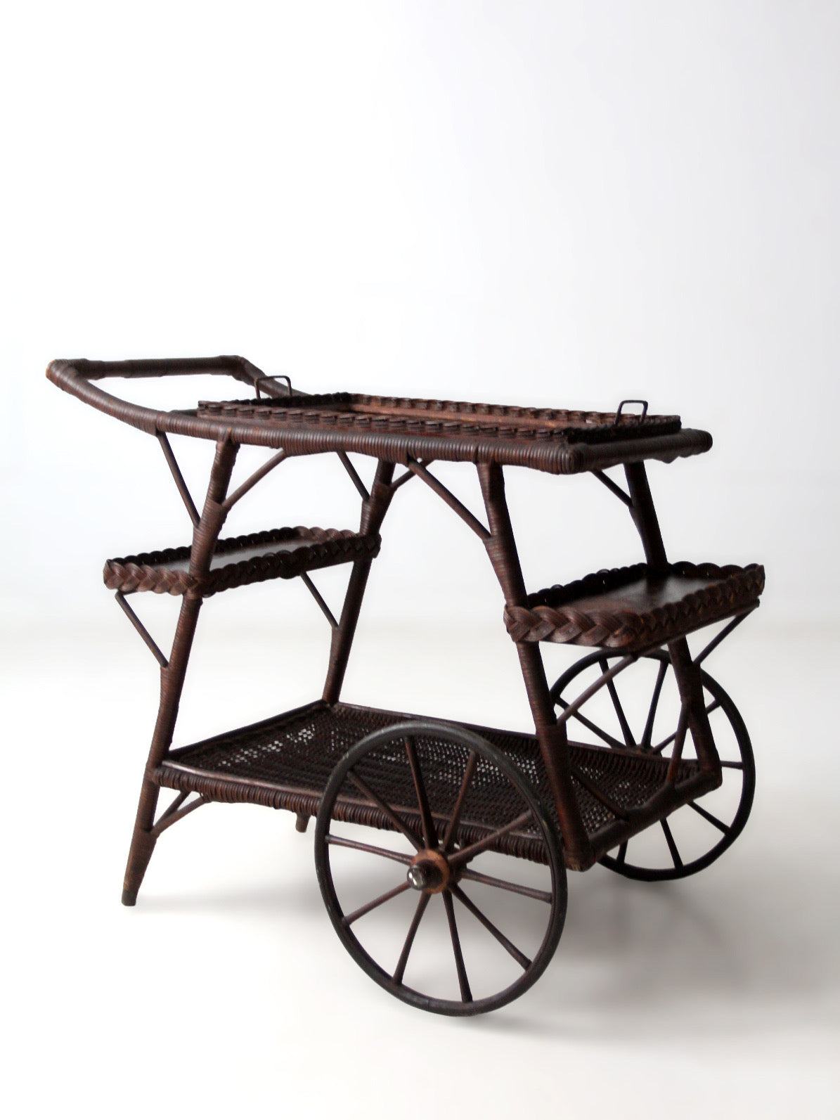 early 20th century American wicker bar cart