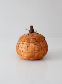 vintage woven pumpkin basket with lid
