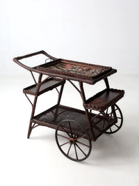 early 20th century American wicker bar cart