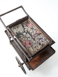 early 20th century American wicker bar cart