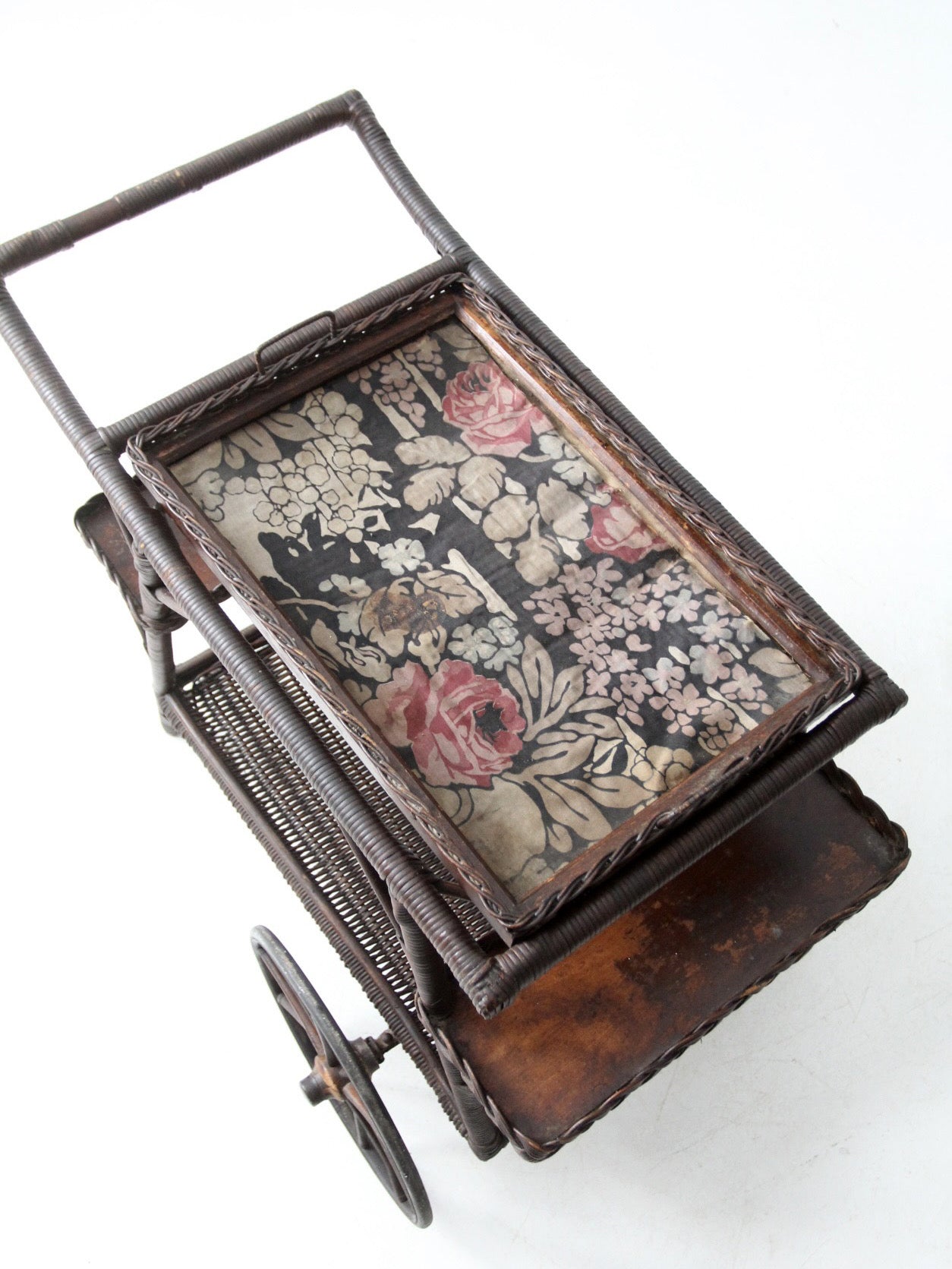 early 20th century American wicker bar cart