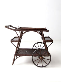 early 20th century American wicker bar cart