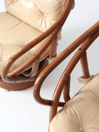 vintage 1970s rattan swivel lounge chairs with ottomans