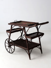 early 20th century American wicker bar cart