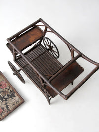 early 20th century American wicker bar cart