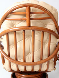 vintage 1970s rattan swivel lounge chairs with ottomans