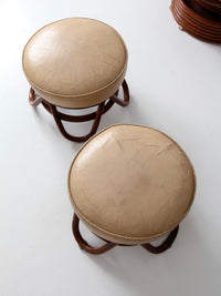 vintage 1970s rattan swivel lounge chairs with ottomans