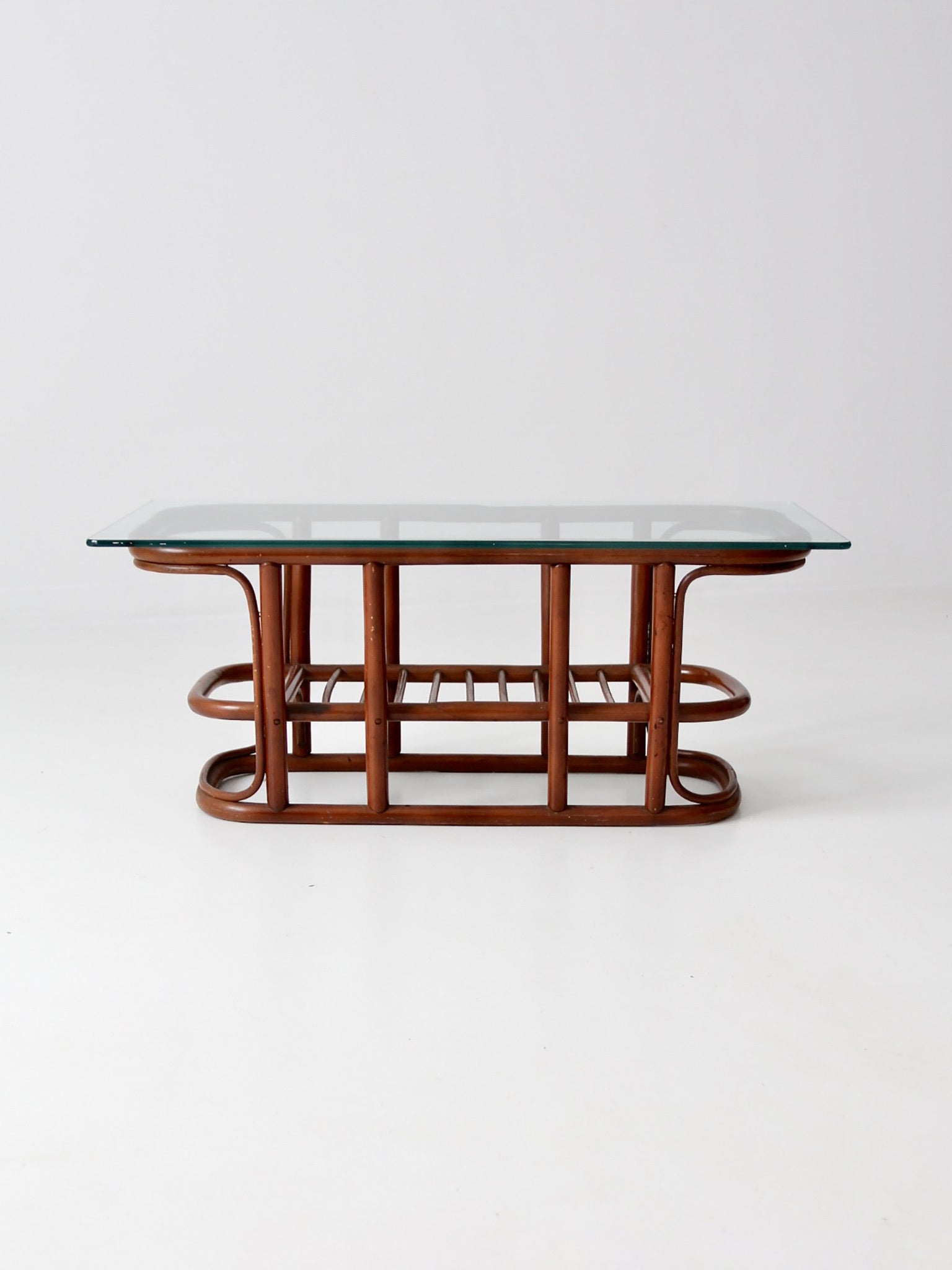 mid-century rattan coffee table