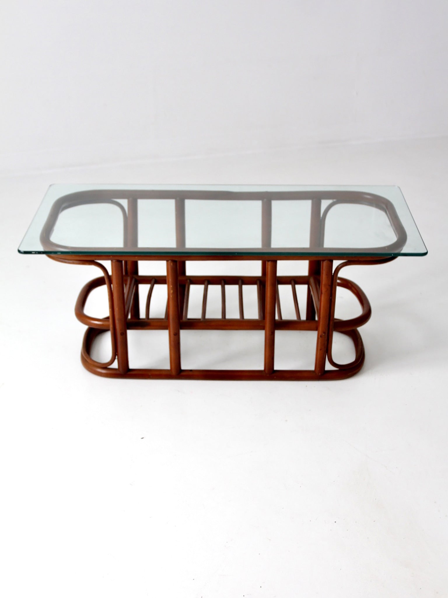 mid-century rattan coffee table