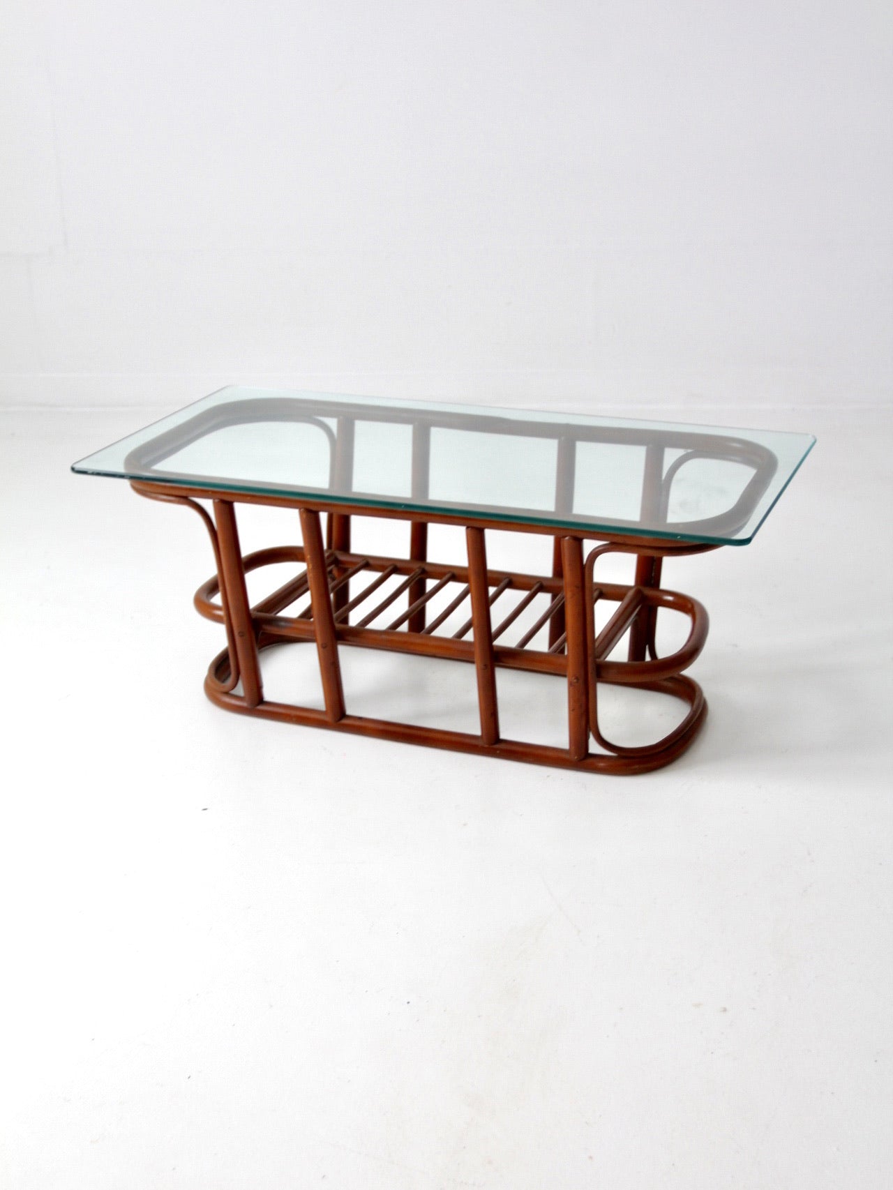 mid-century rattan coffee table