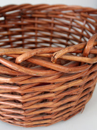 vintage large willow gathering basket with tall handle