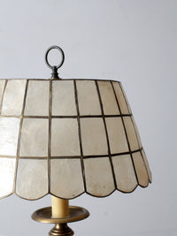 mid-century brass table lamp with Capiz shell shade
