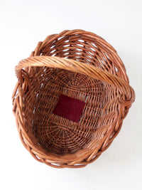 vintage large willow gathering basket with tall handle