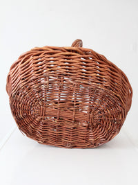 vintage large willow gathering basket with tall handle