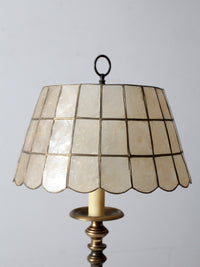 mid-century brass table lamp with Capiz shell shade